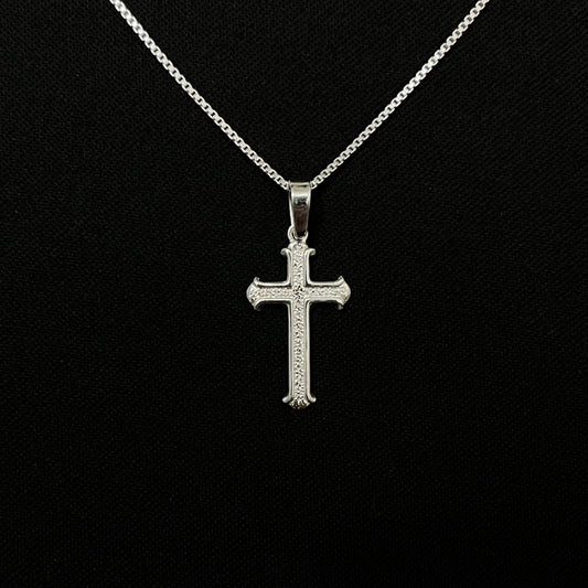 Sterling Silver Diamond Cut Cross Necklace