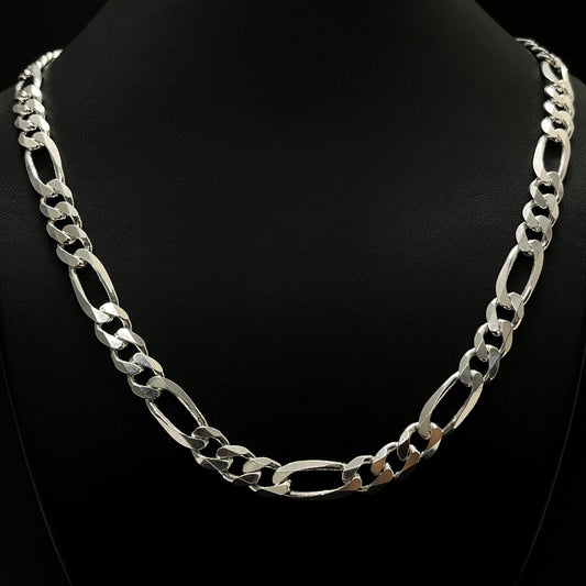 9MM Sterling Silver Classic Figaro Chain