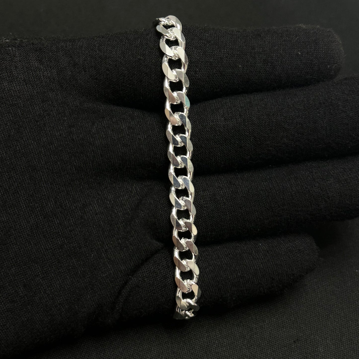 7.5MM Sterling Silver Curb Bracelet