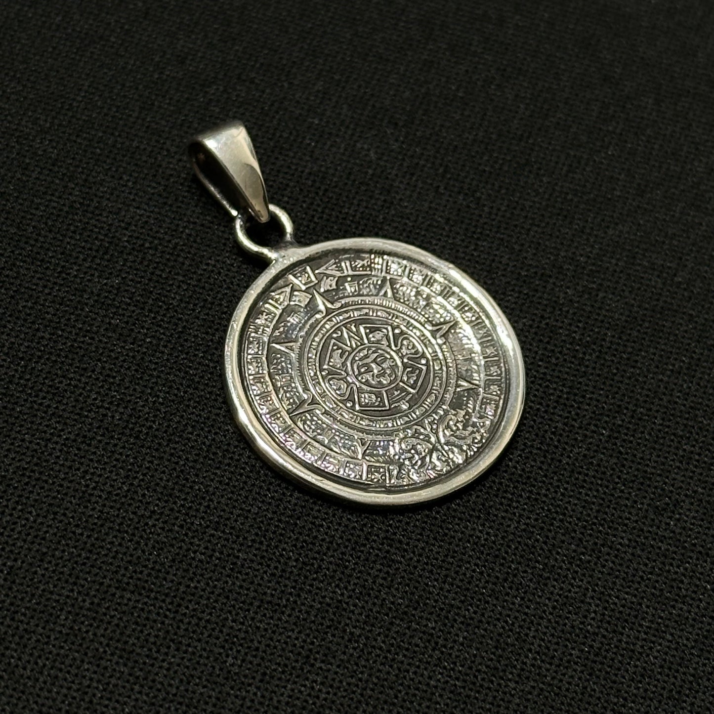 Sterling Silver Aztec Calender Pendant