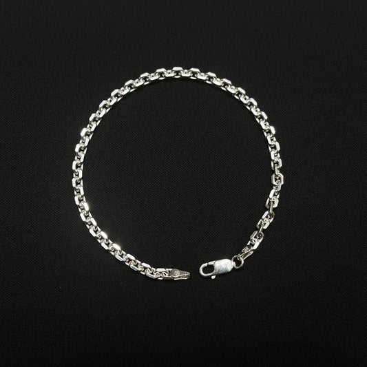 4MM Sterling Silver Diamond Cut Anchor Bracelet