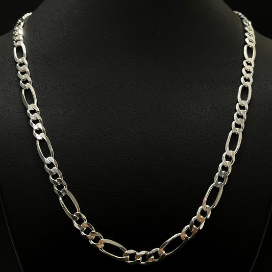 7MM Sterling Silver Figaro Chain