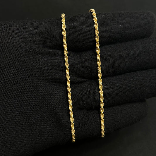2MM Sterling Silver Vermeil Rope Chain