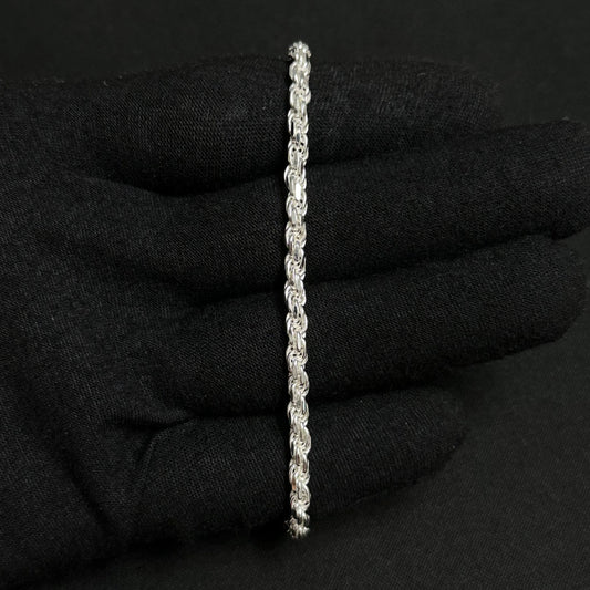 4MM Sterling Silver Rope Bracelet