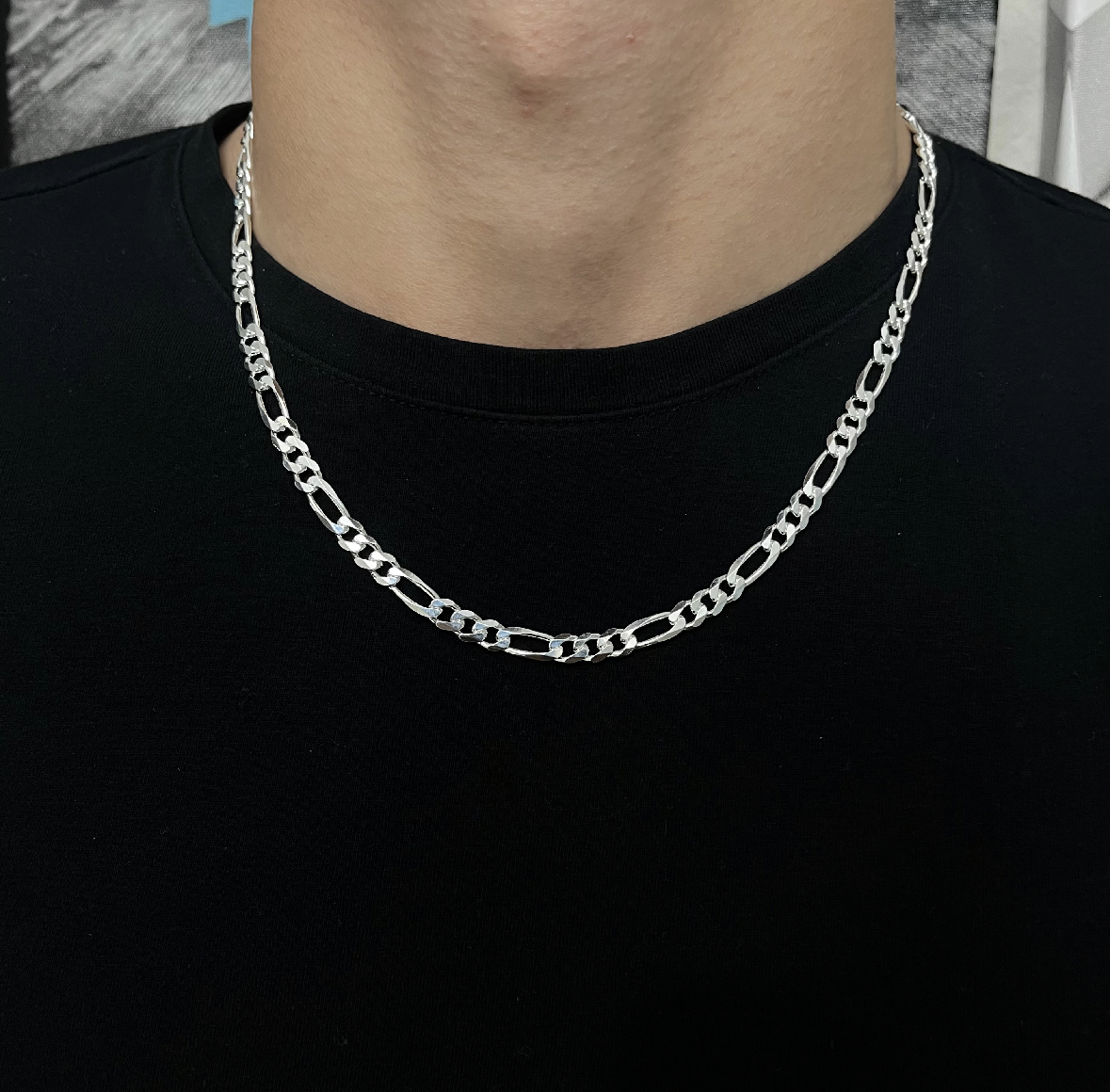 5.5MM Sterling Silver Classic Figaro Chain