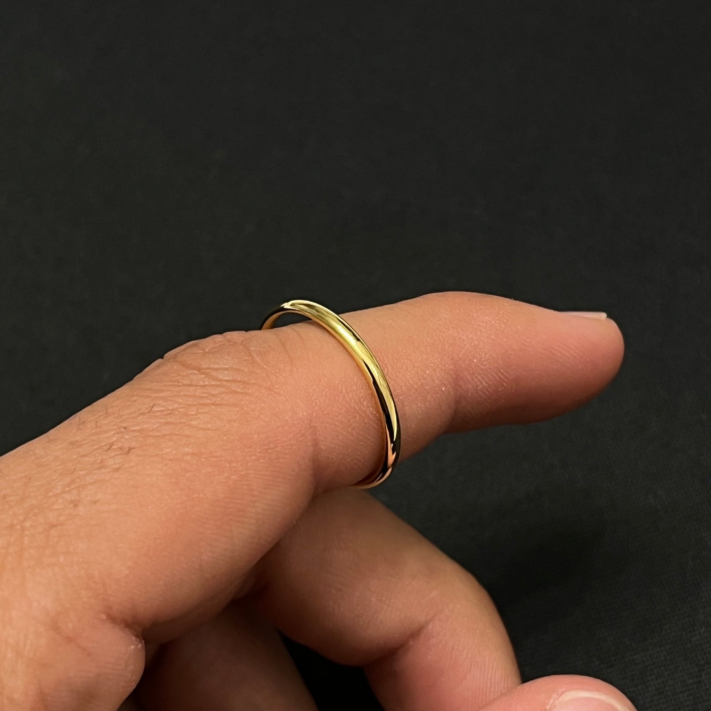 Gold over Sterling Silver 2MM Plain Band Ring