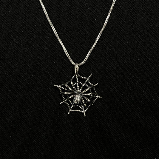 Sterling Silver Spider Web Necklace