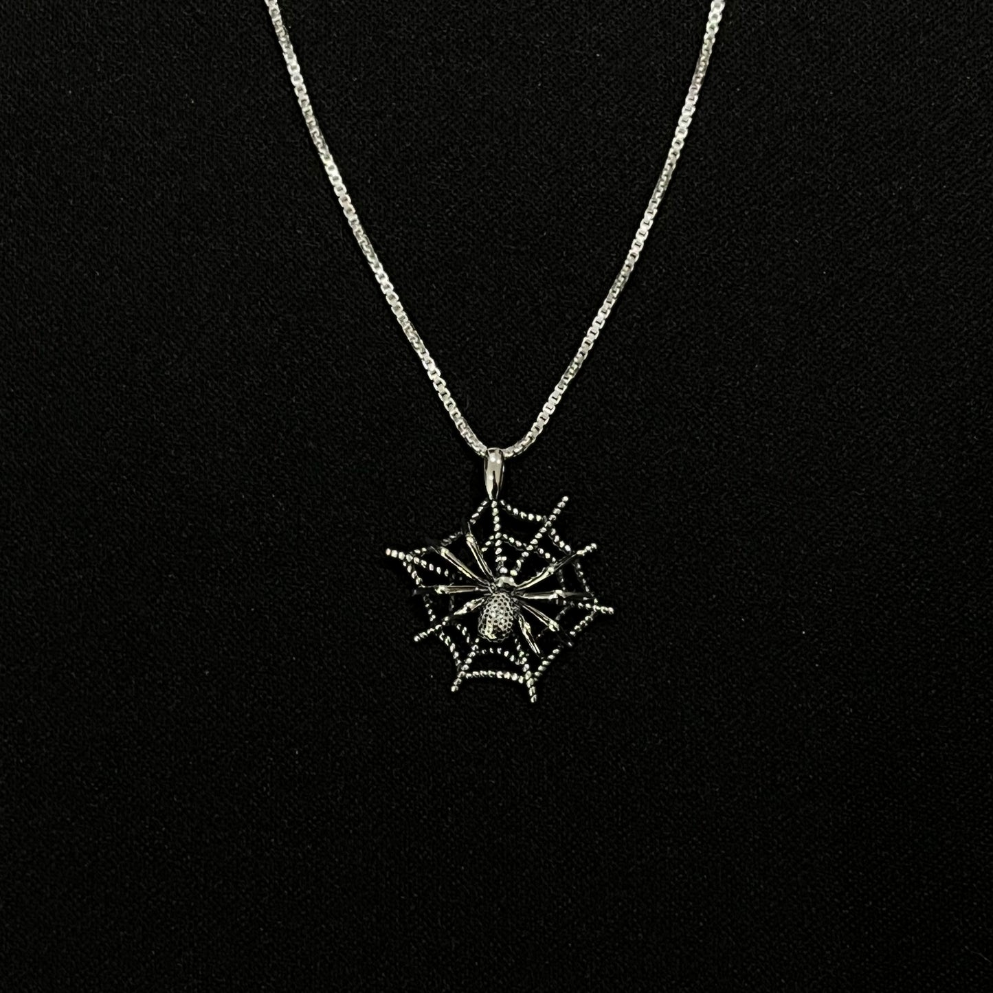 Sterling Silver Spider Web Necklace