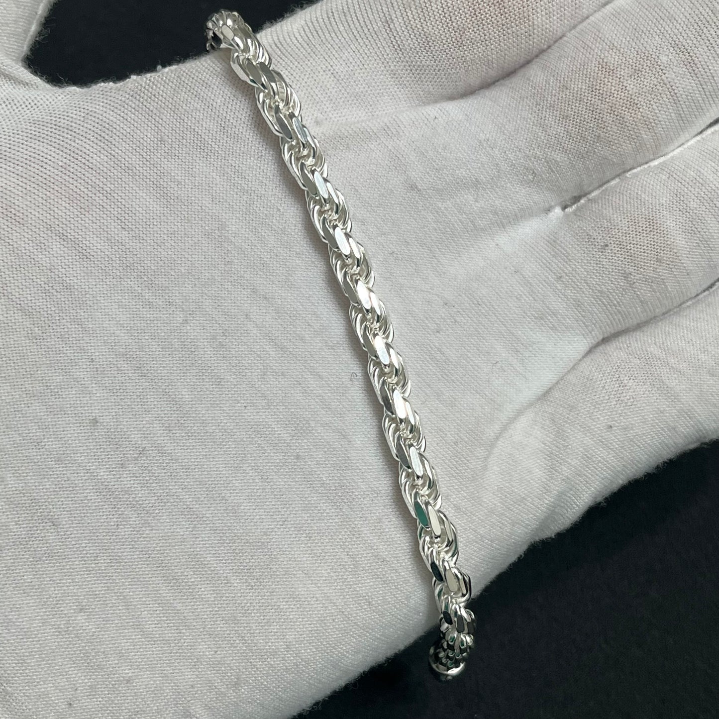 5.5MM Sterling Silver Rope Bracelet