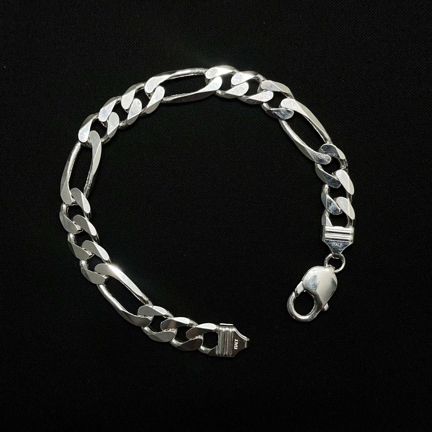 9MM Sterling Silver Figaro Bracelet