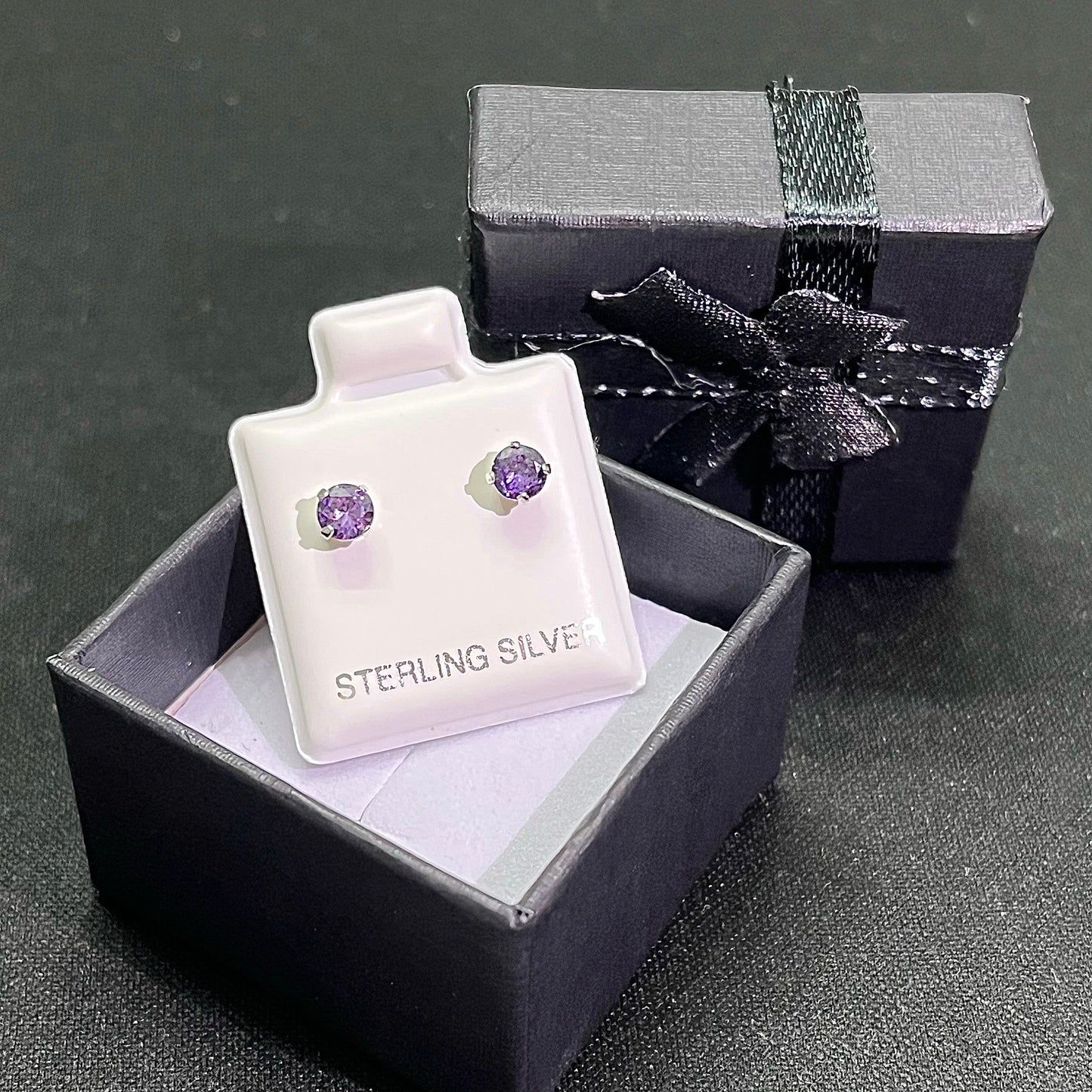 Sterling Silver Round Birthstone CZ Earrings