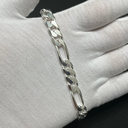 9MM Sterling Silver Figaro Bracelet