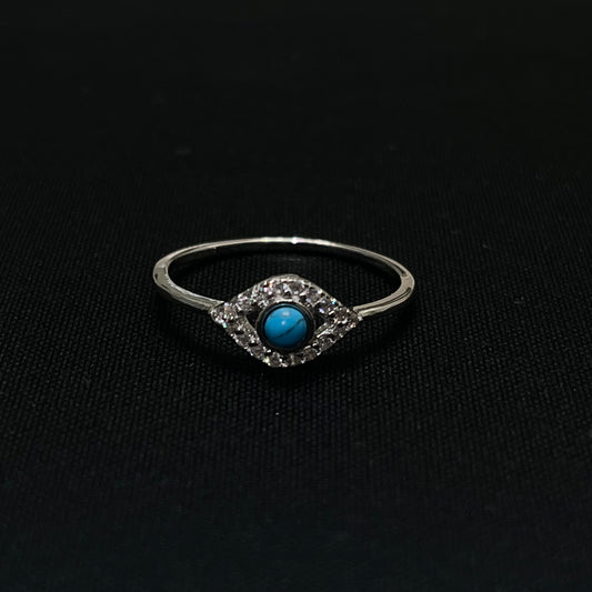 Sterling Silver CZ Evil Eye Ring