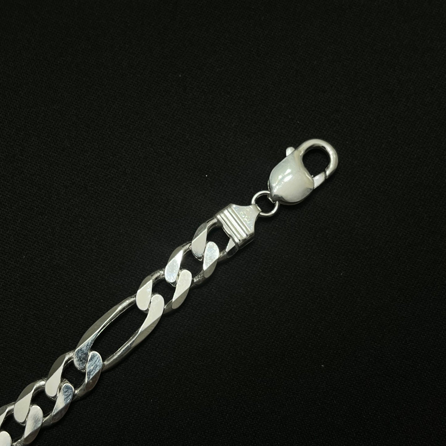 9MM Sterling Silver Figaro Bracelet