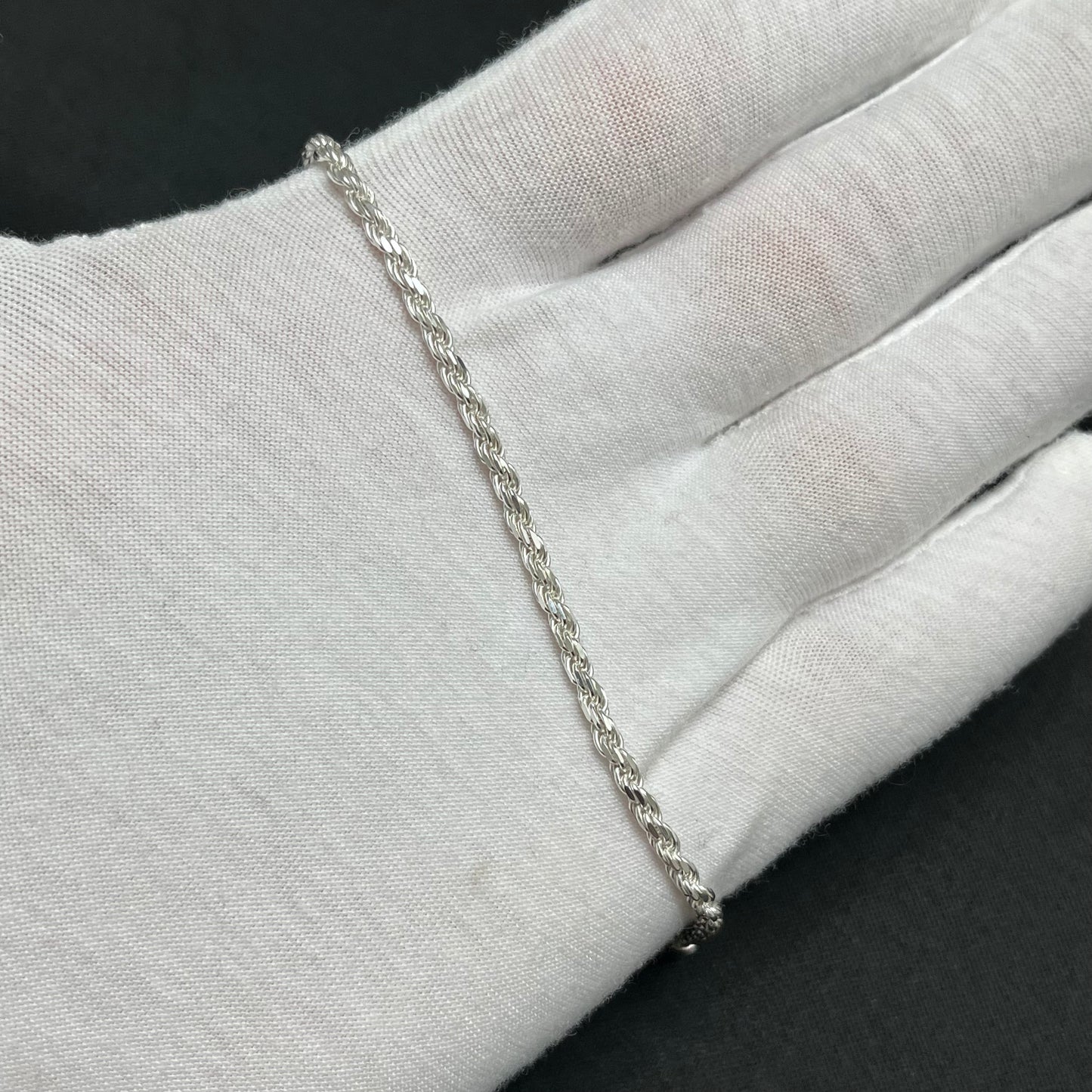 2.5MM Sterling Silver Rope Bracelet