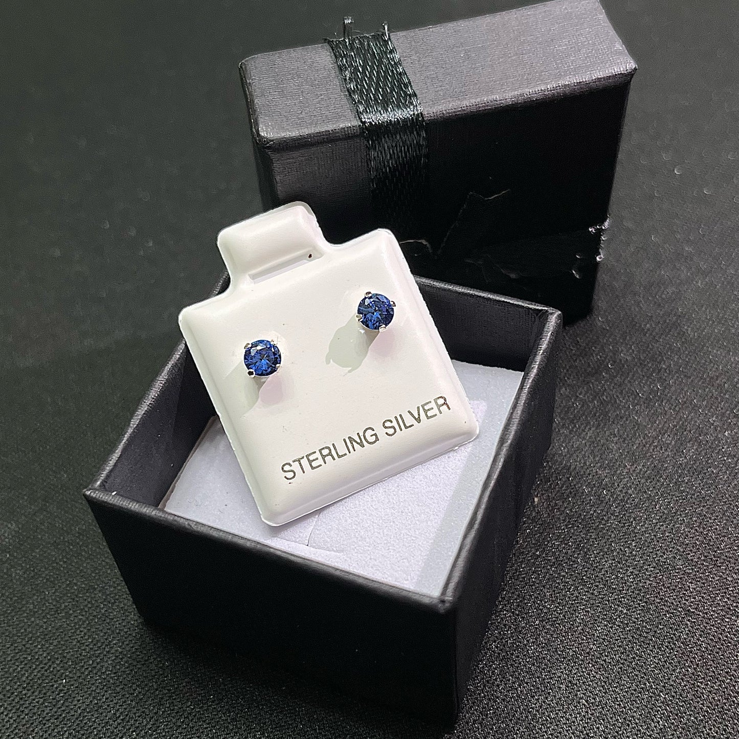 Sterling Silver Round Birthstone CZ Earrings