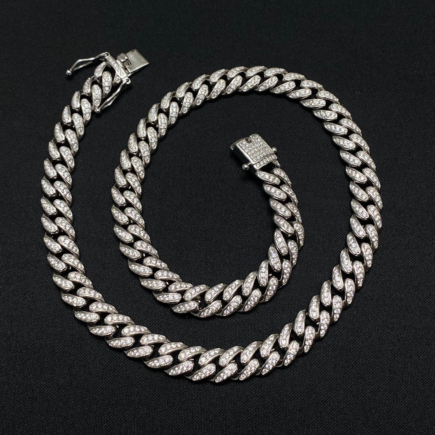 9.5MM Sterling Silver Iced Out Miami Cuban Link Chain