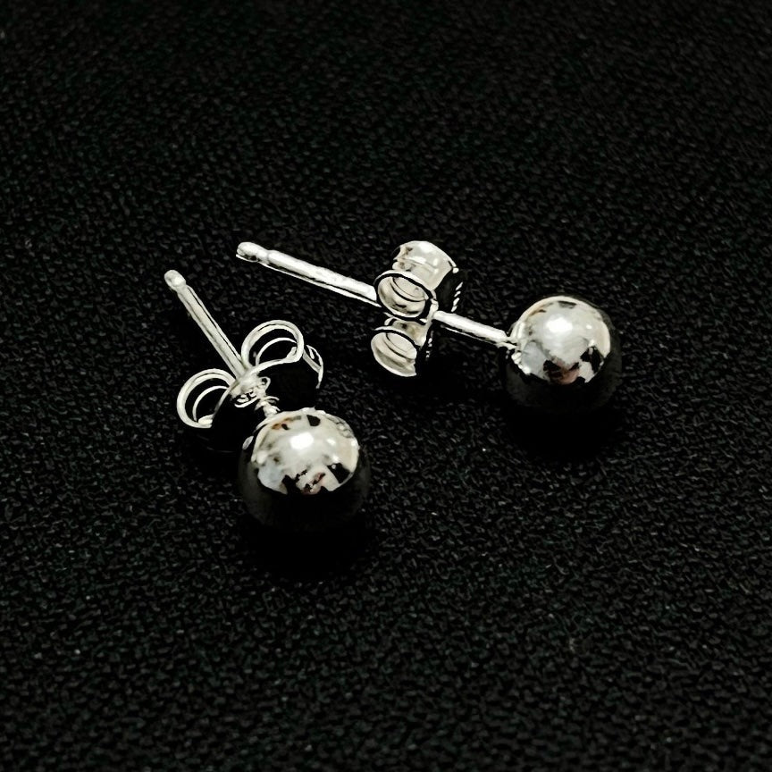 Sterling Silver Bead Stud Earrings