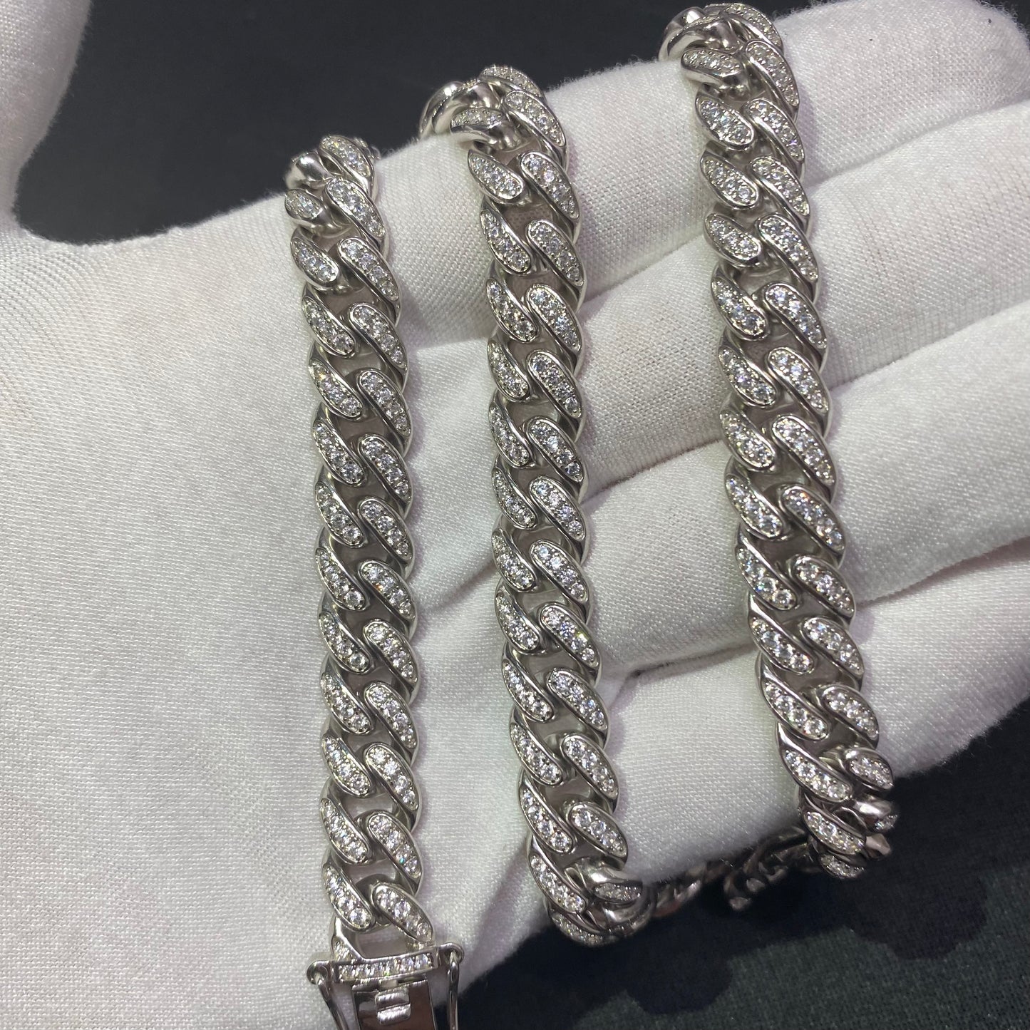 9.5MM Sterling Silver Iced Out Miami Cuban Link Chain