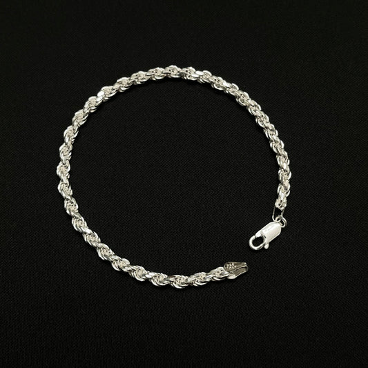 4MM Sterling Silver Rope Bracelet