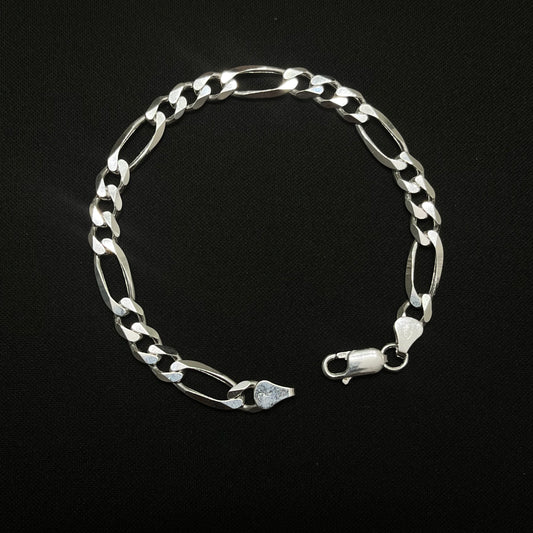 7MM Sterling Silver Figaro Bracelet