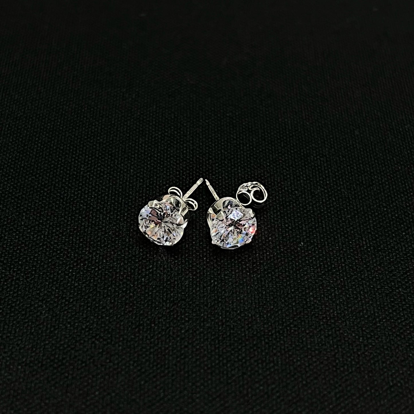 Sterling Silver Round CZ Earrings