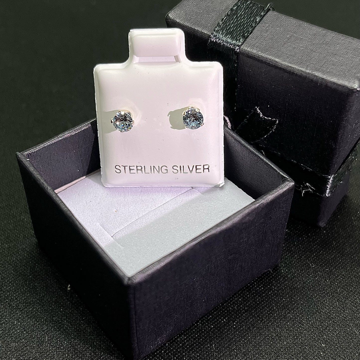 Sterling Silver Round Birthstone CZ Earrings