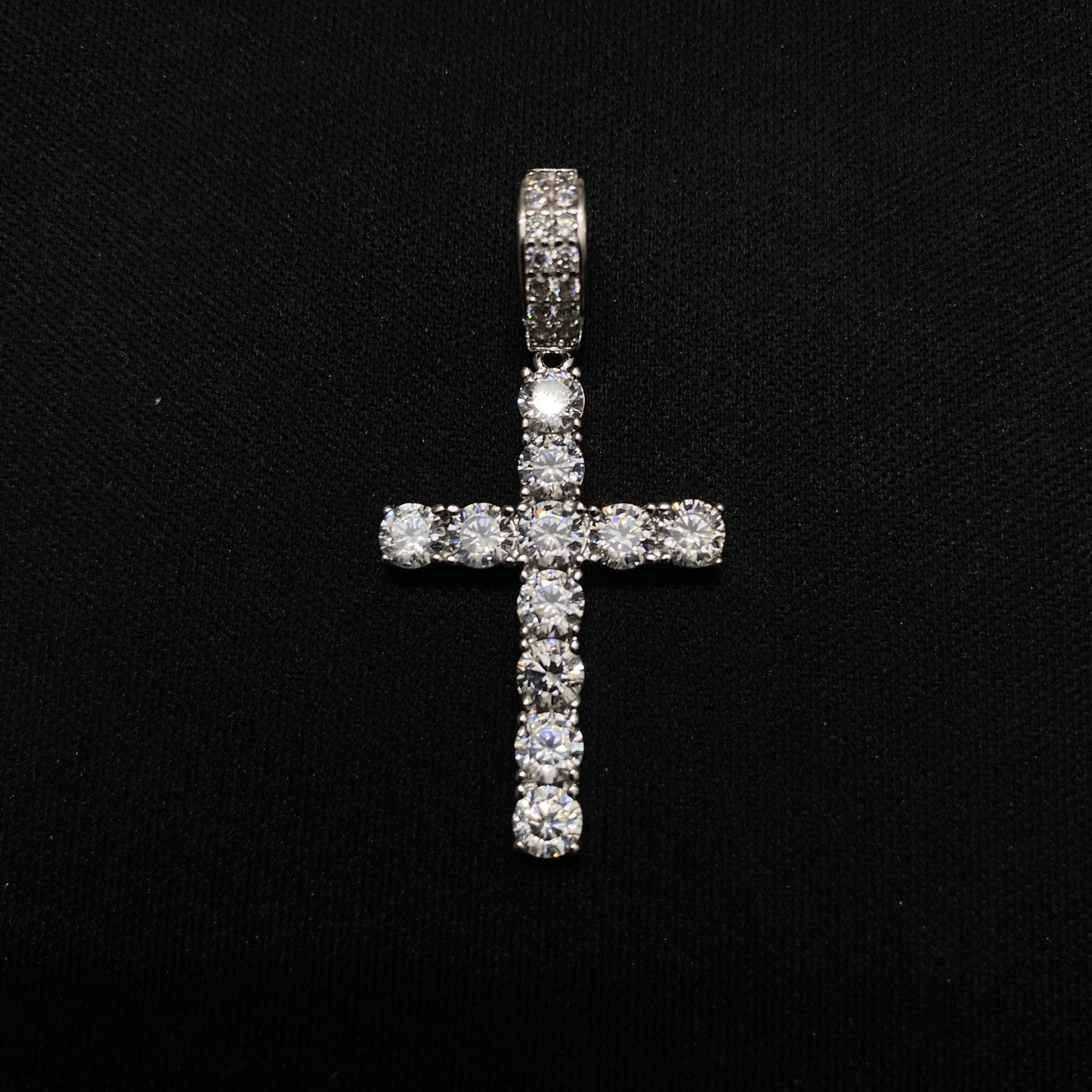 Sterling Silver Iced Out CZ Cross Pendant