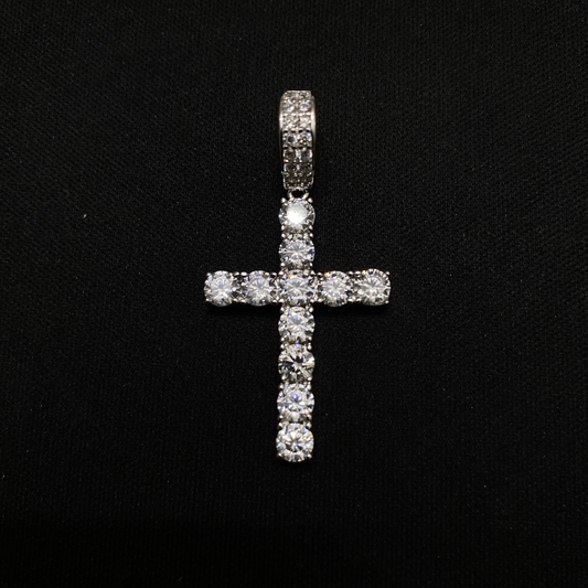 Sterling Silver Iced Out CZ Cross Pendant